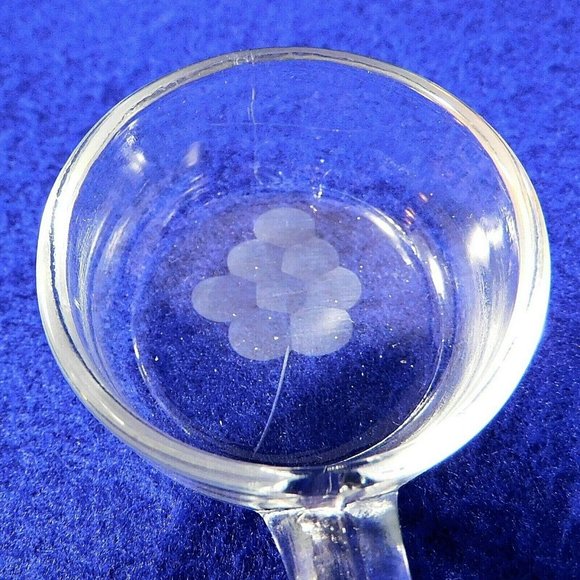 Etched Glass Mayonnaise Mustard Condiment Jelly Ladle Grapes Etched Handle - Picture 2 of 2